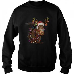 Squirrel Christmas Reindeer Christmas Lights Pajama Sweatshirt